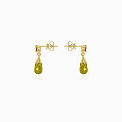 Granat- und Moldavit-Gold-Tropfenohrringe
