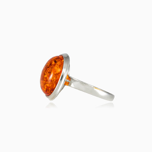 Bernstein-Cabochon-Ring aus Silber