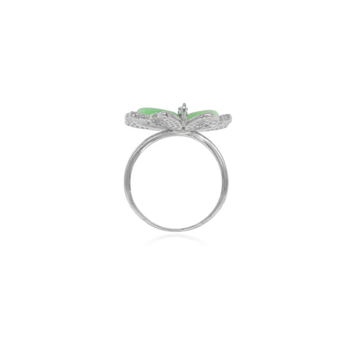 Sterlingsilber-Ring mit Schmetterling und grünem Katzenauge