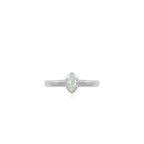 Sterling silver ring with oval white opal