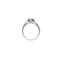 Ring aus Sterlingsilber mit tropfenförmigem Rubin und runden Zirkonia