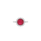 Bague halo en argent sterling avec rubis central