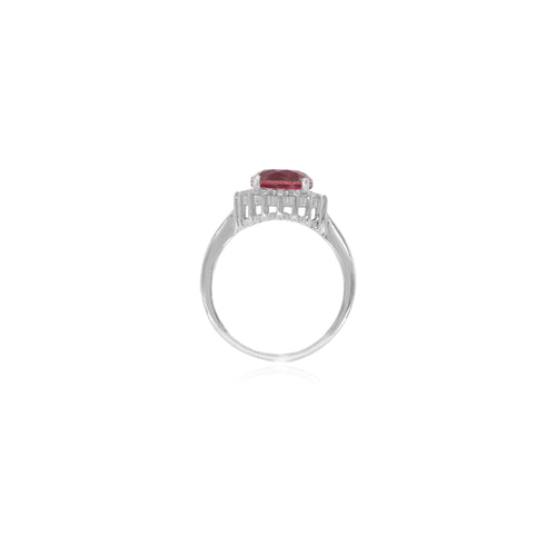 Bague halo en argent sterling avec rubis central