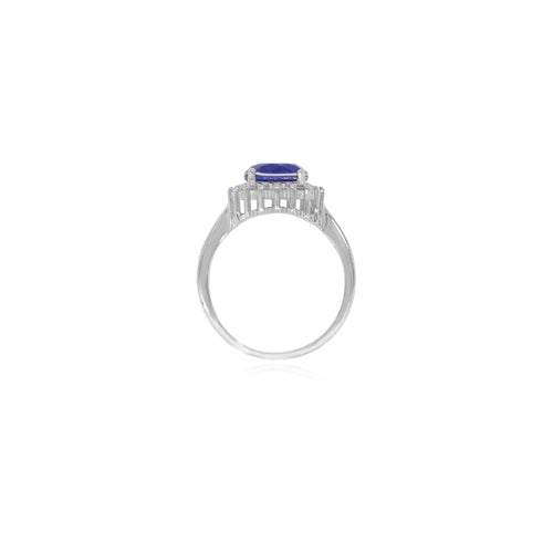 Bague halo en argent sterling avec saphir central