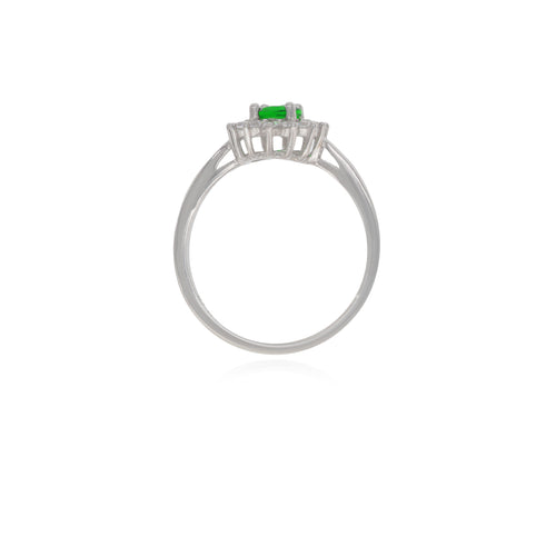 Bague halo en argent sterling avec émeraude