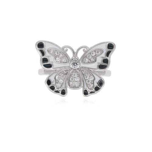 Bague en argent sterling avec design papillon émaillé