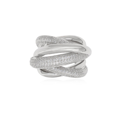 Massive twist sterling silver ring