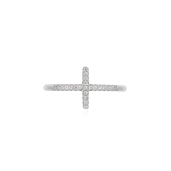 Bague élégante en argent sterling avec motif croix