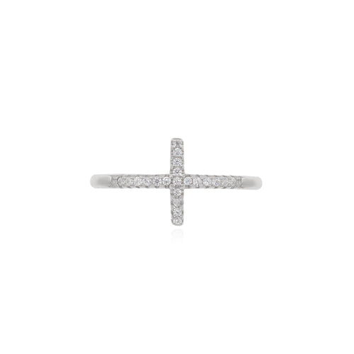 Bague élégante en argent sterling avec motif croix