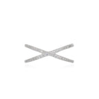 Anillo chic con diseño X para mujer en plata