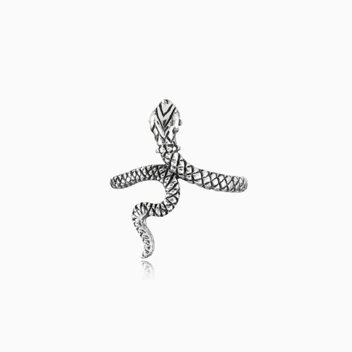 Elegantní stříbrný dámský prsten s hadím designem