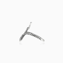 Elegantní stříbrný dámský prsten s hadím designem