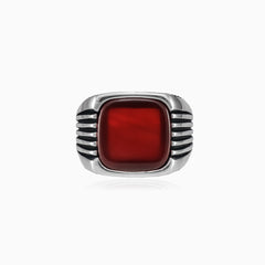 Pánský prsten ze stříbra s achátem, polštářový brus