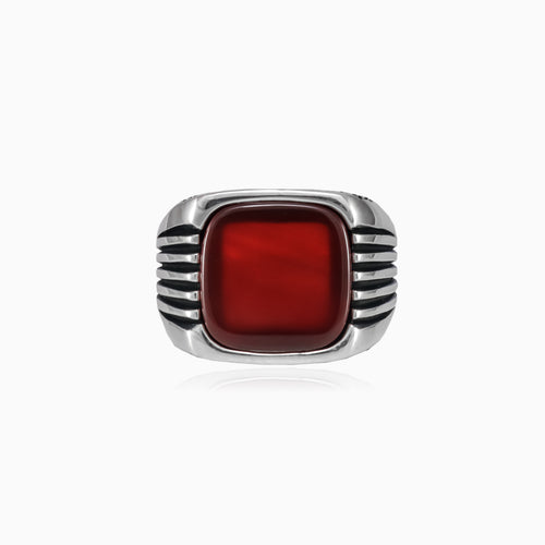 Pánský prsten ze stříbra s achátem, polštářový brus