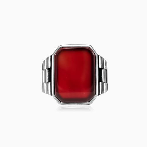 Pánský prsten ze stříbra s achátem, radiant brus