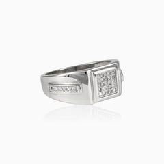 Silver cubic zirconia men ring