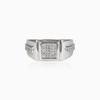 Silver cubic zirconia men ring