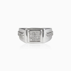 Silver cubic zirconia men ring
