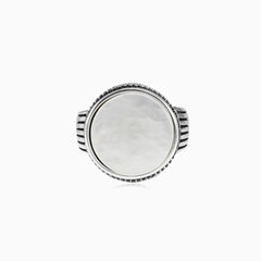 Pánský prsten ze stříbra s perletí, kulatý