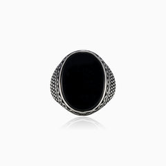 Oval onyx solitaire men ring