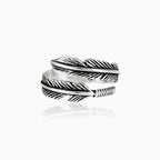 Sterling silver feather men ring