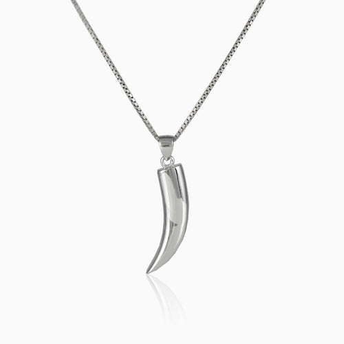 Přívěsek ve tvaru tygřího zubu ze stříbra