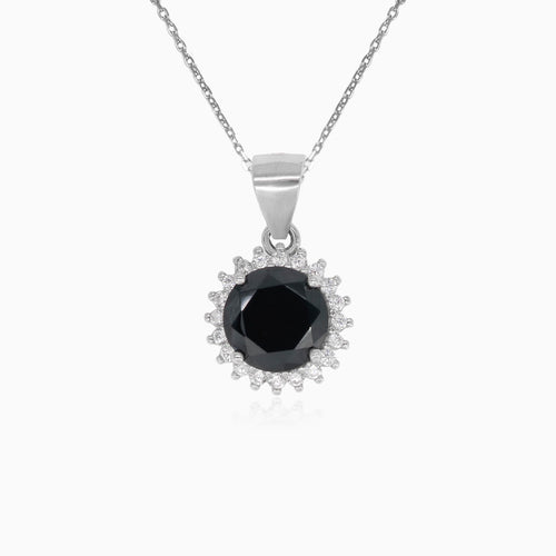 Pendentif halo en argent sterling avec onyx central