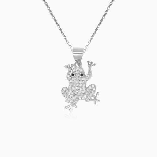 Stříbrný přívěšek žába s onyxem