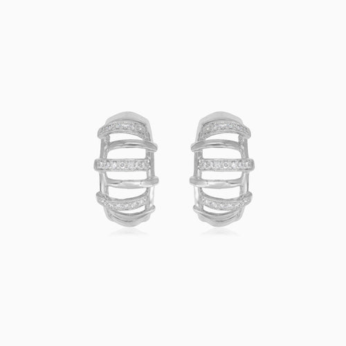 Pendientes colgantes de plata de ley con diseño en fila