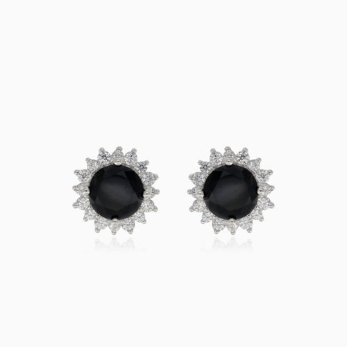 Stříbrné náušnice s kulatým onyxem