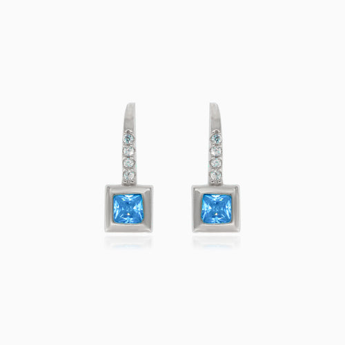 Silver earrings with square topaz