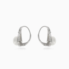 Boucles d'oreilles en argent avec perle et zirconium cubique décoré