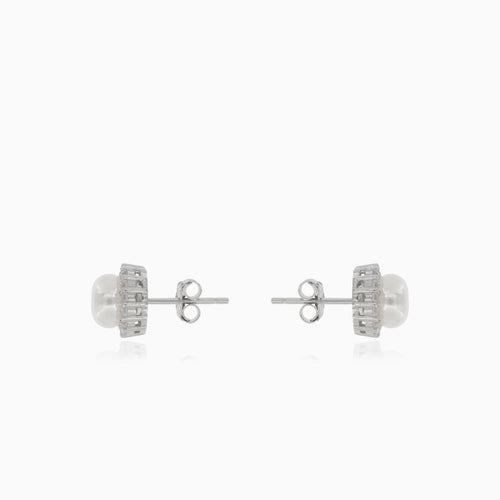 Pendientes de plata tipo stud con perla