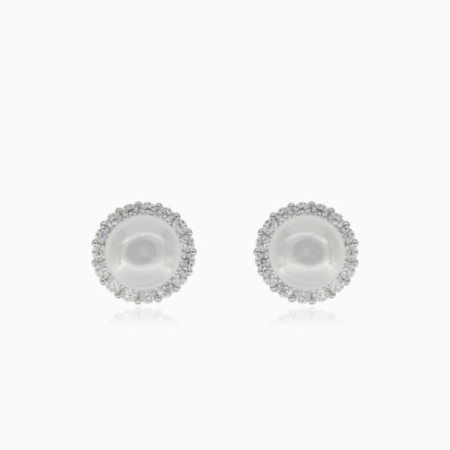 Pendientes de plata tipo stud con perla