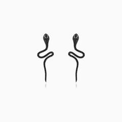 Silberne Schlangen-Ohrringe mit schwarzen Zirkoniasteinen