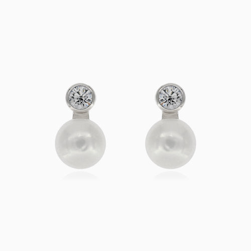 Stříbrné náušnice s perlou a kulatým zirkonem