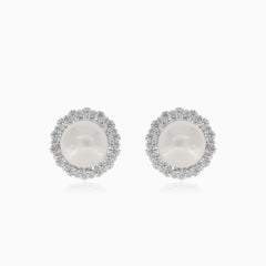 Boucles d'oreilles en argent avec perle et zirconium cubique