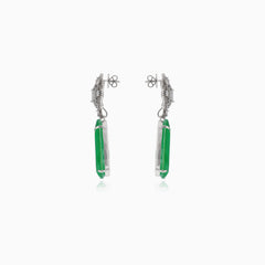 Ohrringe mit synthetischem Smaragd und Zirkonia-Blume