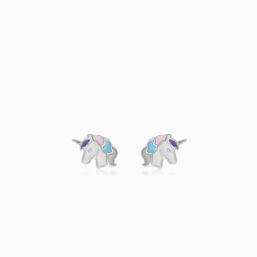Boucles d’oreilles puces licorne en argent sterling