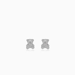 Boucles d'oreilles clous en argent sterling en forme d'ours en peluche.