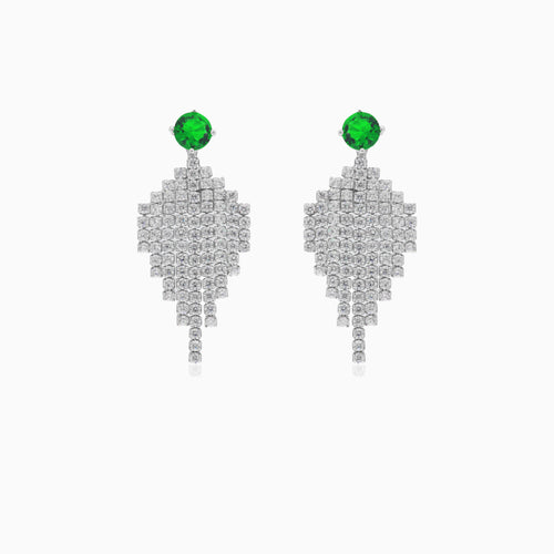 Stříbrné smaragdové náušnice