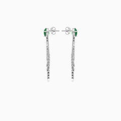 Stříbrné smaragdové náušnice
