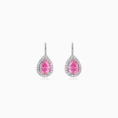 Boucles d’oreilles en argent sterling avec quartz rose taille poire