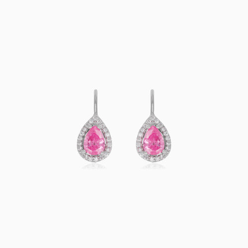 Boucles d’oreilles en argent sterling avec quartz rose taille poire