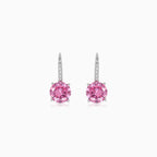 Boucles d’oreilles pendantes en argent sterling avec quartz rose rond