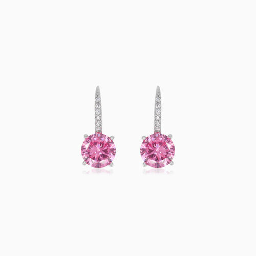 Boucles d’oreilles pendantes en argent sterling avec quartz rose rond