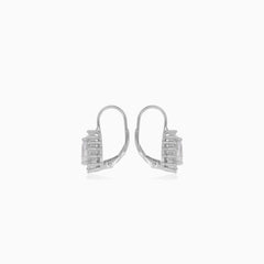 Boucles d'oreilles pendantes en argent sterling avec zircon cubique taille poire et ronde.