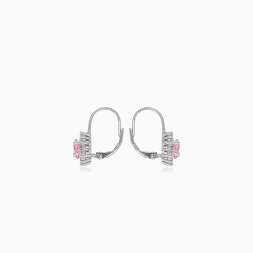 Halo sterling silver drop earrings with rose quartz