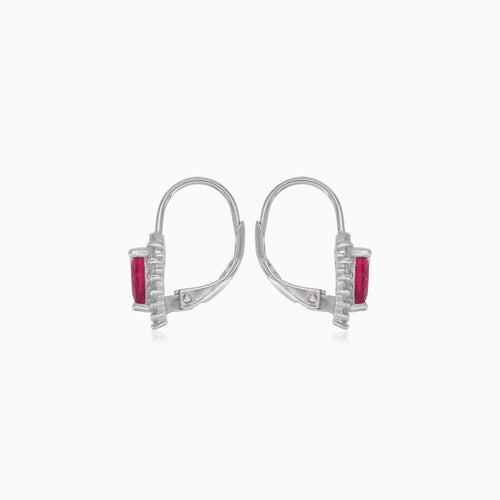 Boucles d’oreilles pendantes cœur en argent sterling avec rubis