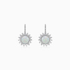 Boucles d’oreilles halo rondes en argent sterling avec opale blanche